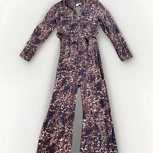 NEW one teaspoon leopard print button up collared jumpsuit boilersuit medium - Picture 4 of 10